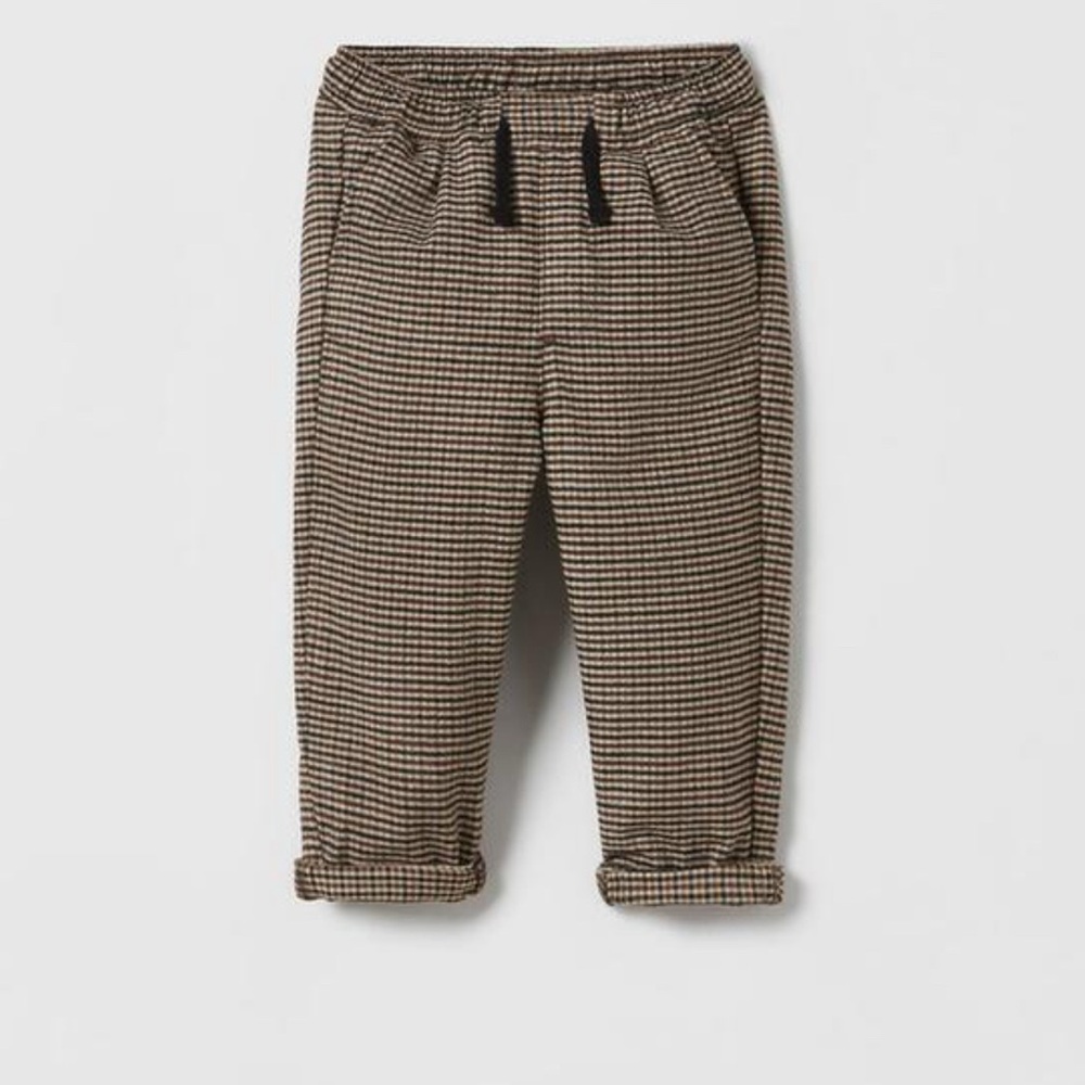 Zara boys Houndstooth tie waist pant